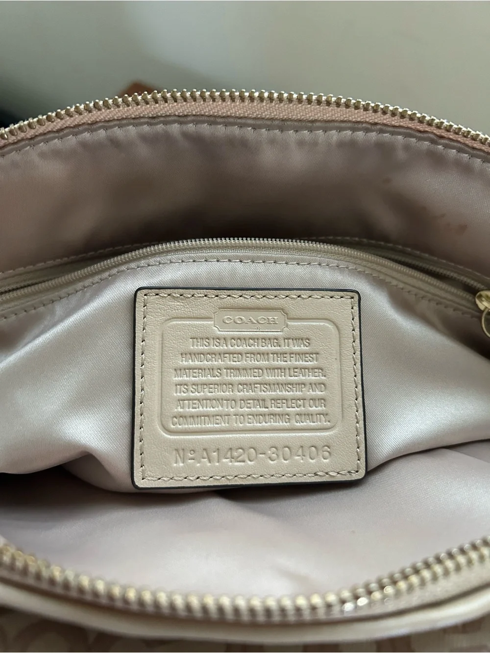 Coach Madison Op Art Convertible Satchel – Pearlescent Khaki